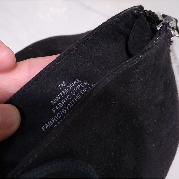 🎀2/$25🎀[H141] Nine West Black Suede Open Toe Chinese Laundry Lace Up Wedges - Picture 4 of 5